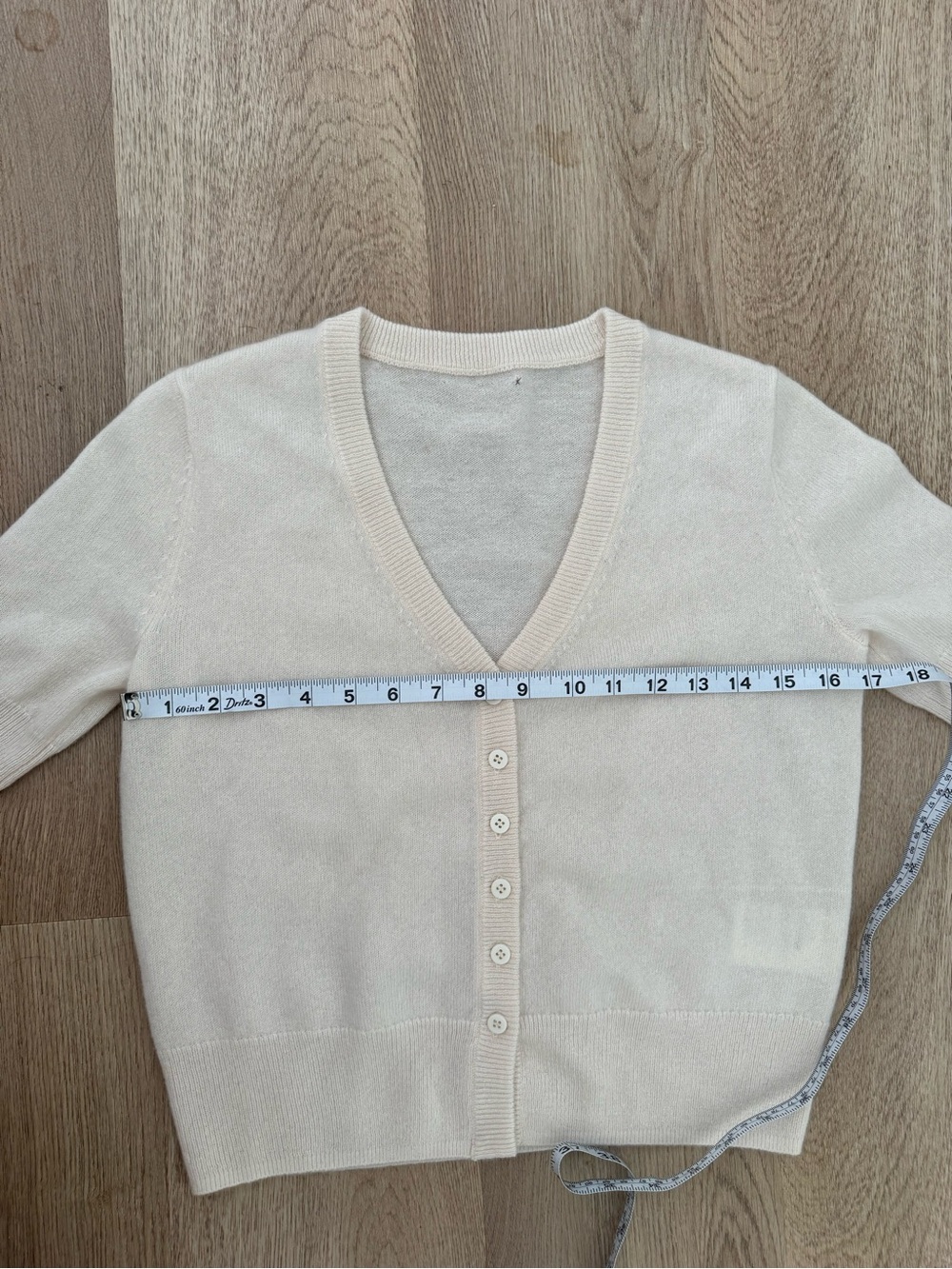 Quince Cream 100% Cashmere short sleeve cardigan - Picture 7 of 12
